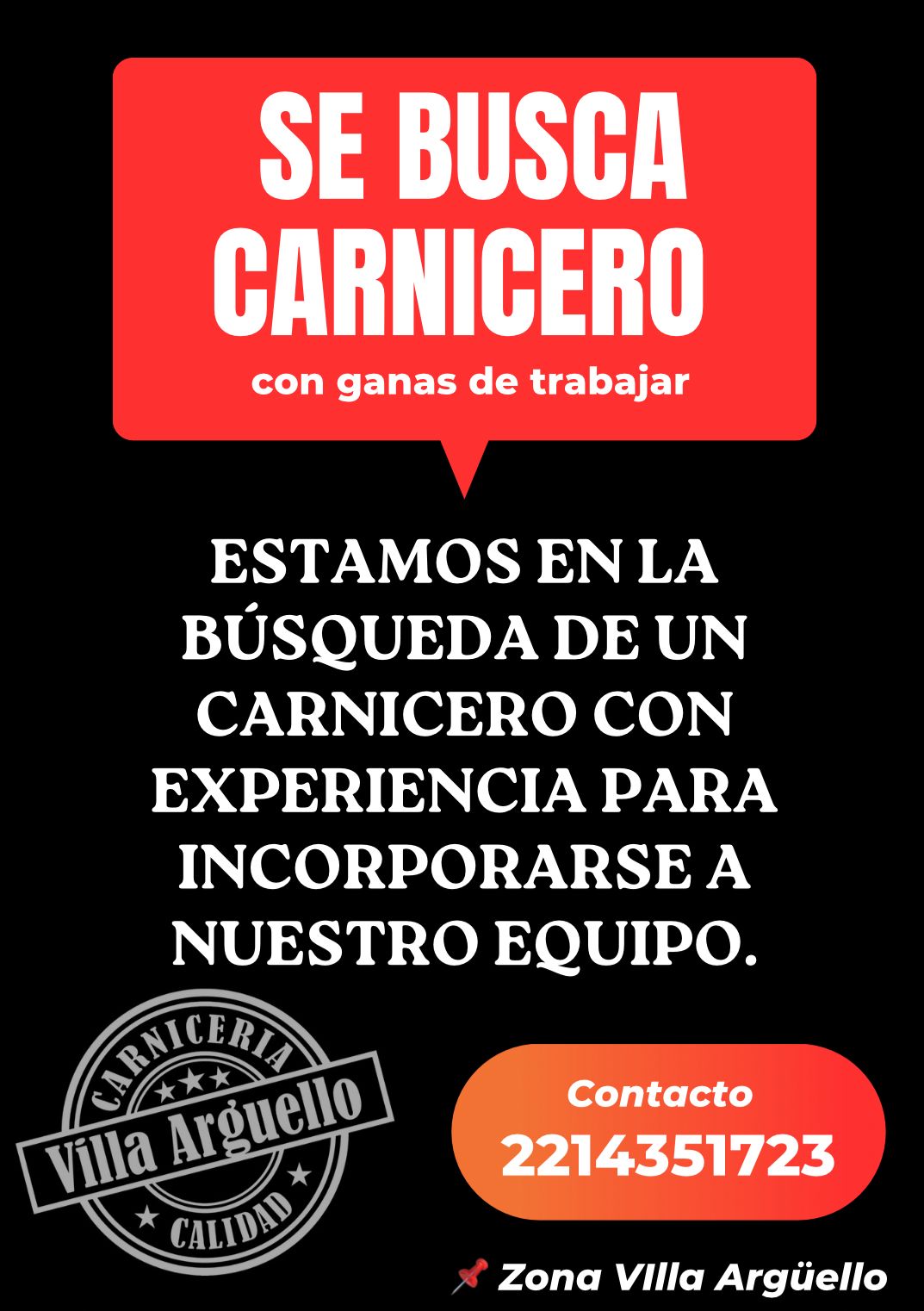 📢 Carnicería Villa Argüello busca Carnicero