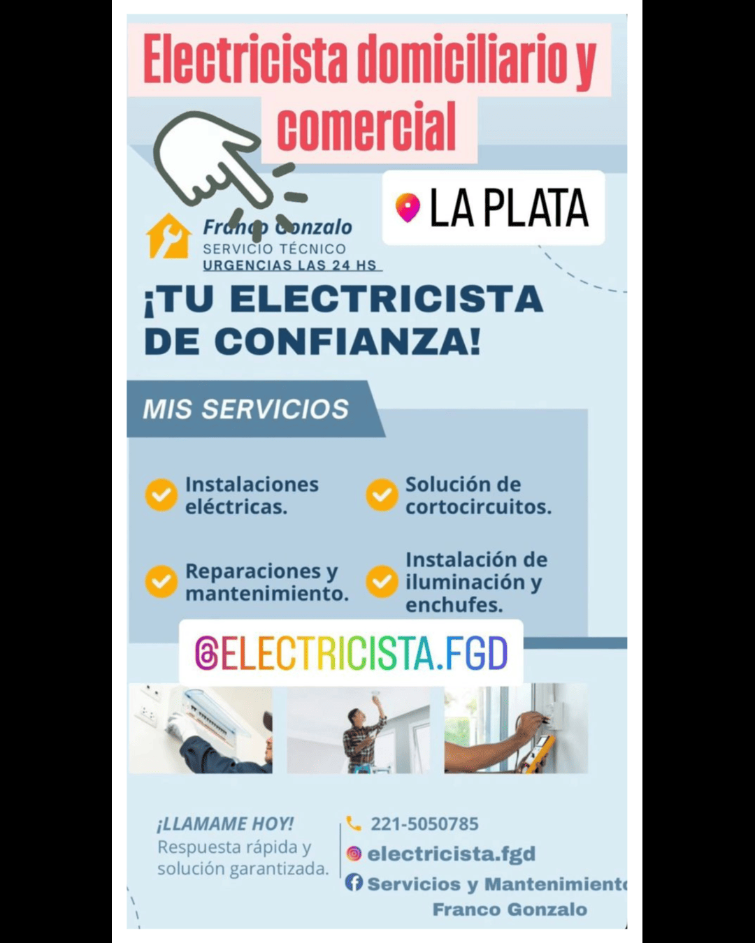 🔌 Electricista Domiciliario y Comercial – Franco Gonzalo