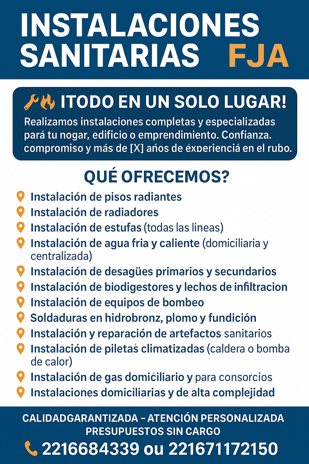 🔧🔥 Instalaciones Sanitarias FJA 🔥🔧 📍 La Plata y alrededores